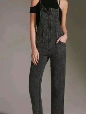 Anthropologie Pilcro Gauzy Painter Overalls Jumpsuit Washed Black Size 28